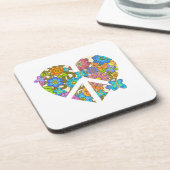 Hippy Flower Peace Sign-hart Bier Onderzetter (Linkerzijde)