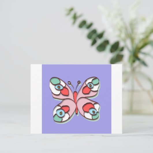 Hippy Fly Butterfly Briefkaart (Staand voorkant)
