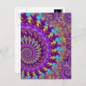 Hippy Fractal Pattern Paars Turquoise & Yellow Briefkaart (Voorkant / Achterkant)