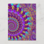 Hippy Fractal Pattern Paars Turquoise & Yellow Briefkaart (Voorkant)