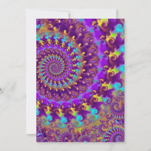 Hippy Fractal Pattern Paars Turquoise & Yellow Kaart (Achterkant)