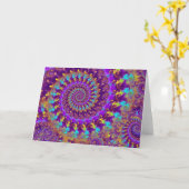 Hippy Fractal Pattern Paars Turquoise & Yellow Kaart (Gele Bloem)