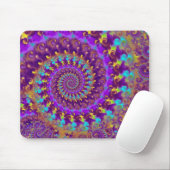 Hippy Fractal Pattern Paars Turquoise & Yellow Muismat (Met muis)