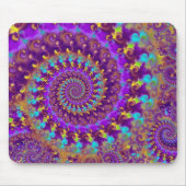 Hippy Fractal Pattern Paars Turquoise & Yellow Muismat (Voorkant)