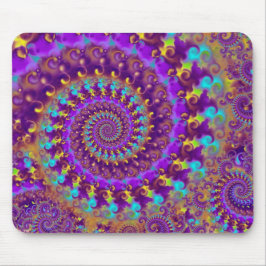 Hippy Fractal Pattern Paars Turquoise & Yellow Muismat