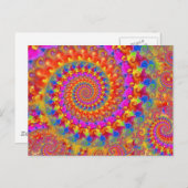 Hippy Fractal Pattern Pink Turquoise & Yellow Briefkaart (Voorkant / Achterkant)