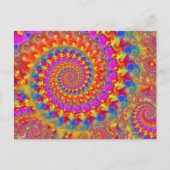 Hippy Fractal Pattern Pink Turquoise & Yellow Briefkaart (Voorkant)