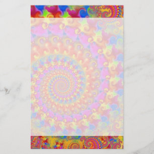 Hippy Fractal Pattern Pink Turquoise & Yellow Briefpapier