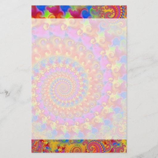 Hippy Fractal Pattern Pink Turquoise & Yellow Briefpapier (Voorkant)