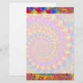 Hippy Fractal Pattern Pink Turquoise & Yellow Briefpapier (Voorkant / Achterkant)