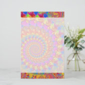 Hippy Fractal Pattern Pink Turquoise & Yellow Briefpapier (Staand voorkant)
