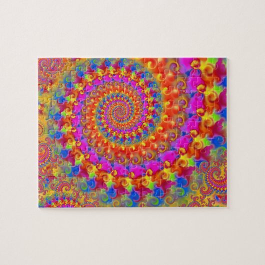 Hippy Fractal Pattern Pink Turquoise & Yellow Legpuzzel (Horizontaal)