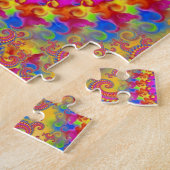 Hippy Fractal Pattern Pink Turquoise & Yellow Legpuzzel (Zijkant)