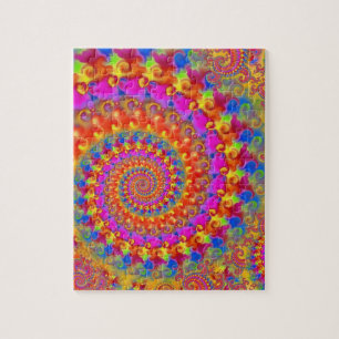 Hippy Fractal Pattern Pink Turquoise & Yellow Legpuzzel