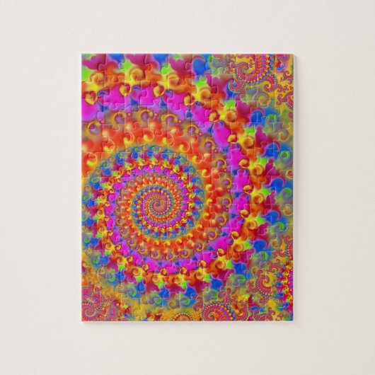 Hippy Fractal Pattern Pink Turquoise & Yellow Legpuzzel (Verticaal)