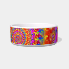 Hippy Fractal Pattern Pink Turquoise & Yellow Voerbakje
