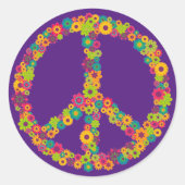 Hippy-gebuilbloemen Ronde Sticker (Voorkant)