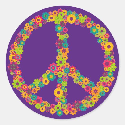Hippy-gebuilbloemen Ronde Sticker (Voorkant)