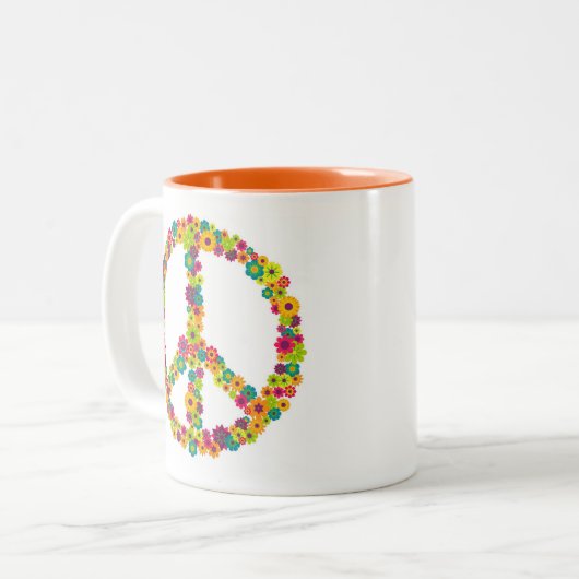 Hippy-gebuilbloemen Tweekleurige Koffiemok (Voorkant links)