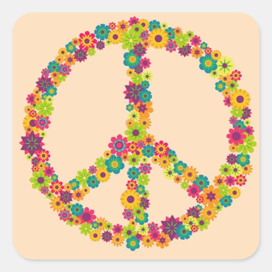 Hippy-gebuilbloemen Vierkante Sticker (Voorkant)
