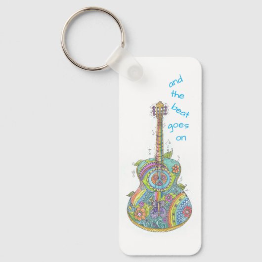 Hippy-gitaar Sleutelhanger (Voorkant)