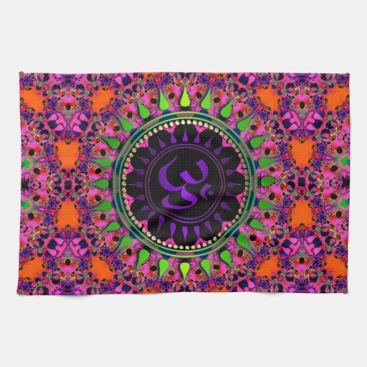 Hippy Goa Roze 'adelic Paarse OM Doek Banner Theedoek (Horizontaal)