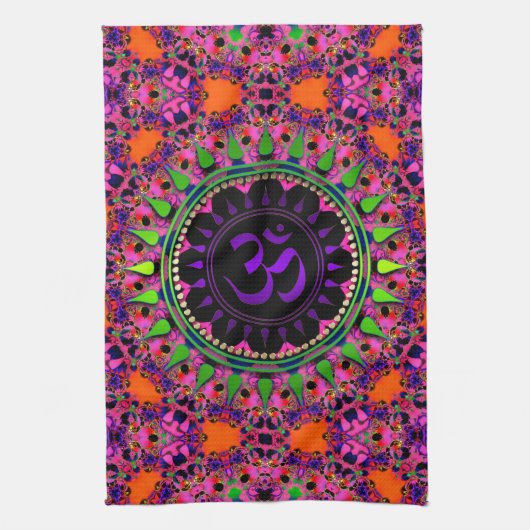 Hippy Goa Roze 'adelic Paarse OM Doek Banner Theedoek (Verticaal)