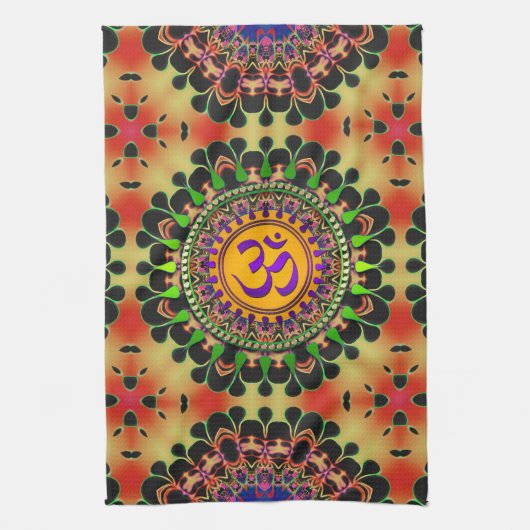 Hippy Goa Sun 'delica Paarse OM Doek Banner Theedoek (Verticaal)