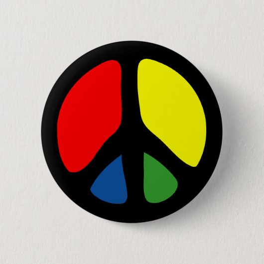Hippy Groovy Peace Symbol Ronde Button 5,7 Cm (Voorkant)