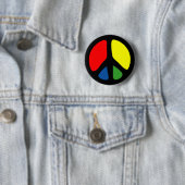 Hippy Groovy Peace Symbol Ronde Button 5,7 Cm (In situ)