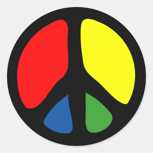 Hippy Groovy Peace Symbol Ronde Sticker (Voorkant)