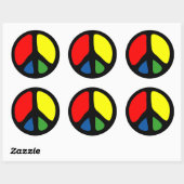 Hippy Groovy Peace Symbol Ronde Sticker (Vel)
