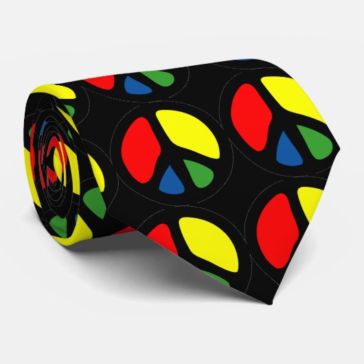 Hippy Groovy Peace Symbol Stropdas (Opgerold)