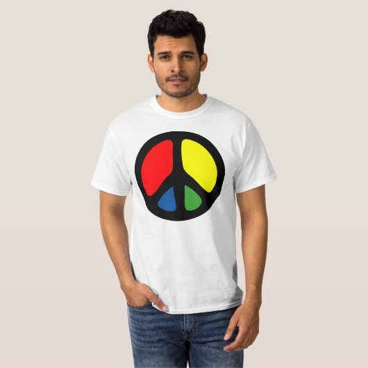 Hippy Groovy Peace Symbol T-shirt (Voorkant volledig)