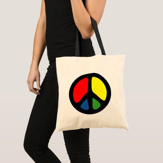 Hippy Groovy Peace Symbol Tote Bag (Voorkant (product))