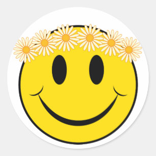 Hippy Happy Face Ronde Sticker