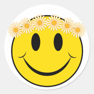 Hippy Happy Face Ronde Sticker