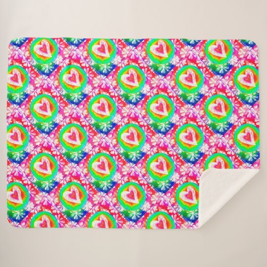 Hippy Heart Sherpa Deken (Voorkant (horizontaal))