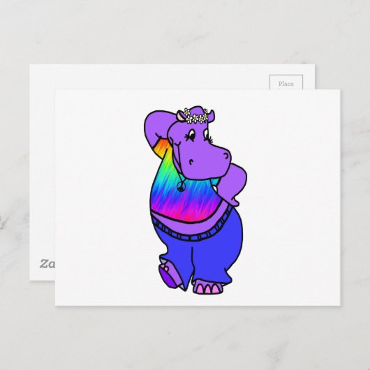 Hippy Hippo Briefkaart (Voorkant / Achterkant)