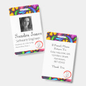 Hippy-ID-kaart (verticaal/portret) Badge (Voor- en achterkant)