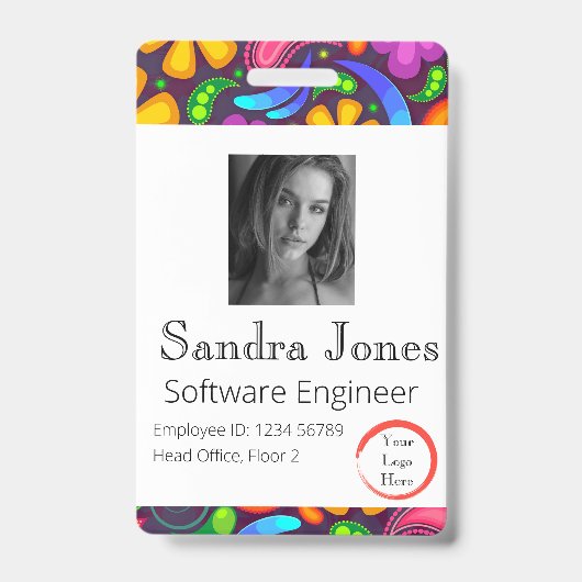 Hippy-ID-kaart (verticaal/portret) Badge (Voorzijde)