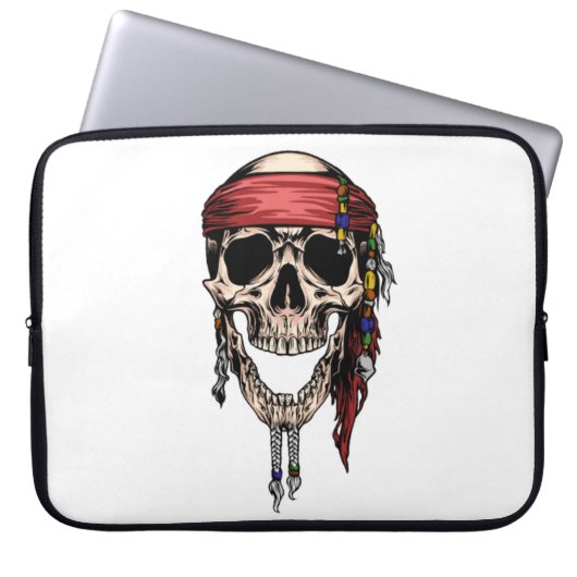 Hippy Jolly Roger Skull Laptop Sleeve (Voorkant)