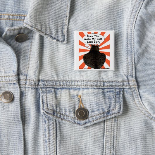 Hippy Kat maakt dit mijn Butt groot? Vierkante Button 5,1 Cm (In situ)