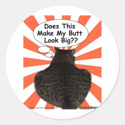 Hippy Kat maakt dit mijn kont groot? Ronde Sticker (Voorkant)