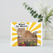 Hippy Kat Wat! Geen vlees!! Briefkaart (Staand voorkant)