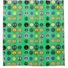 Hippy-kleurige vredesbordretro 60s douchegordijn