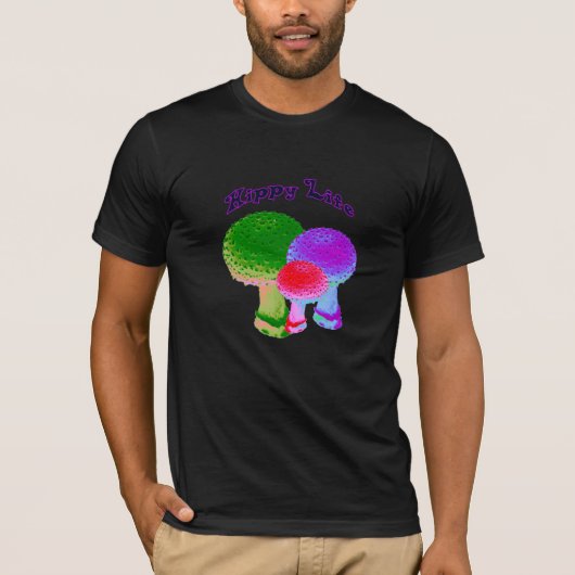 Hippy Life Neon Mushrooms T-shirt (Voorkant)