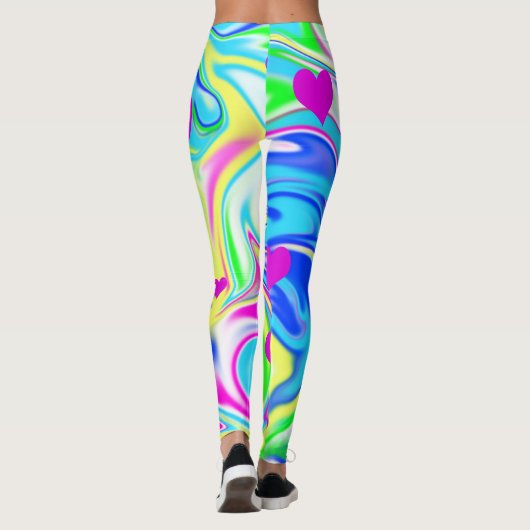 Hippy Love Hearts Bubblegum Marble Leggings (Achterkant)
