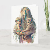 Hippy Moeder & Twin Daughters, Moederdag Kaart (Voorkant)
