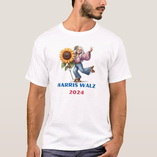 HIPPY OMA VOOR HARRIS WALZ 2024 T-SHIRT (Voorkant)